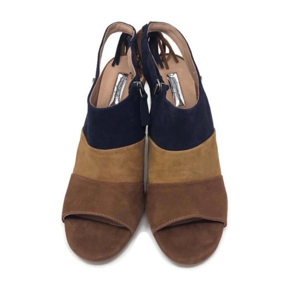 HALOGEN Navy Camel Willow Heeled Sandals Size 9 - Picture 5 of 8